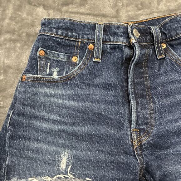 Levi's Premium 501 90's Shorts Womens Sz.25 Blue Button Fly Raw Hem High Rise - Picture 2 of 10